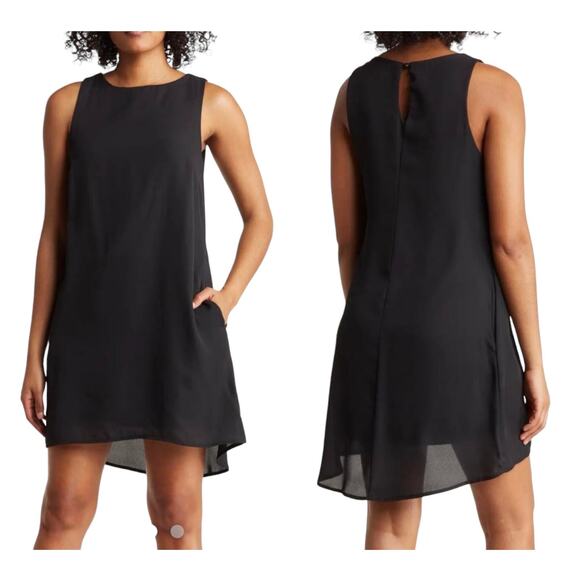 Nordstrom Rack Solid Little Black Dress Sleeveless Mini Sheath Small/Medium - Picture 1 of 13